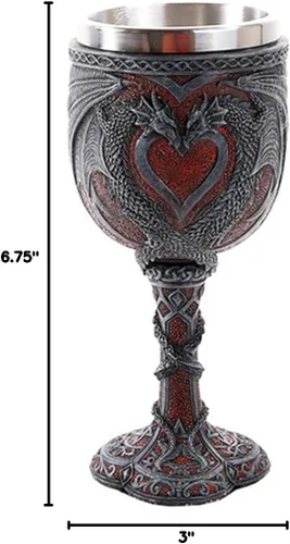 Vista 2 de Pacific Giftware Copa de vino doble con diseño de corazón de dragón de 7 pulgadas