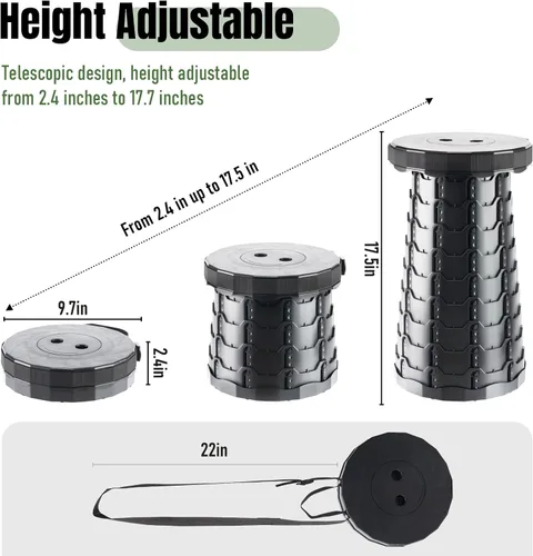 Vista 3 de Doseno Taburete plegable mejorado grueso, taburete plegable portátil retráctil, silla plegable portátil plegable para pesca, (rojo)