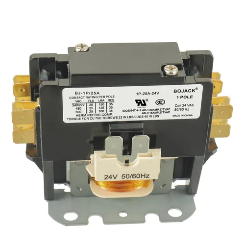 Vista 2 de BOJACK Contactor de CA de propósito definido de 1 polo, bobina FLA 25 A, 24 VCA. Contactor para compresor de condensador de aire acondicionado
