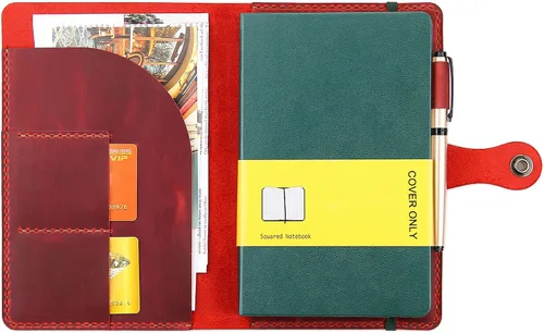 Vista 9 de Moleskine - Funda hecha a mano para cuaderno Moleskine de tapa dura, tamaño grande, 5 x 8.25 pulgadas, funda de cuero vintage con soporte