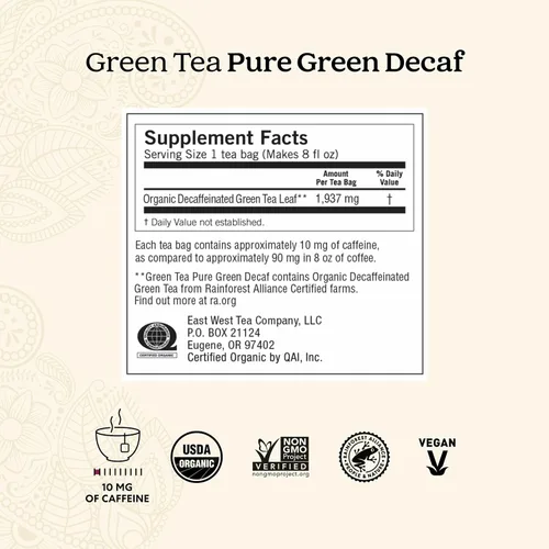 Vista 2 de Yogi Tea - Té verde puro descafeinado (paquete de 6) - Apoya la vitalidad - 96 bolsitas de té