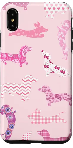 Vista 10 de Funda para iPhone 11 rosa boho Dachshund Doxie