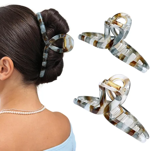 Vista 16 de Pinzas para el cabello grueso, paquete de 4 pinzas de gelatina extra grandes para mujeres, accesorios para el cabello de 4.75 pulgadas para mujeres