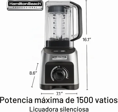 Vista 9 de Hamilton Beach (58870) Licuadora profesional, silenciosa, de 1500 watts, con protección externa, de 32 onzas, sin BPA, con 4 programas