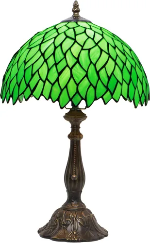 Vista 11 de Tiffany Lamp Stained Glass Table Lamp Bedside Reading Light W12H19 Inches (Sea Blue Dragonfly Style)