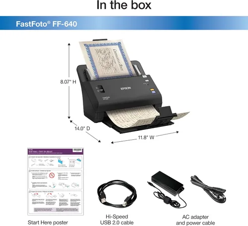 Vista 3 de Epson FastFoto FF-640 Sistema de escaneo de fotos de alta velocidad con autoalimentación de fotos
