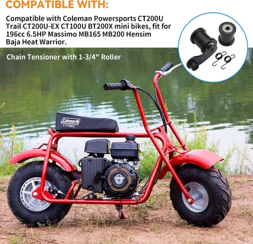 Vista 3 de Stylemafia Tensor de cadena con rodillo de 1-3/4 pulgadas apto para eje elevador Coleman CT100U CT200U Trail CT200U-EX 196cc 6.5HP Massimo MB165