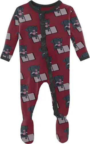 Vista 11 de KicKee - Mameluco clásico con volantes y cremallera, ropa de dormir suave, ropa de una sola pieza para bebé niña