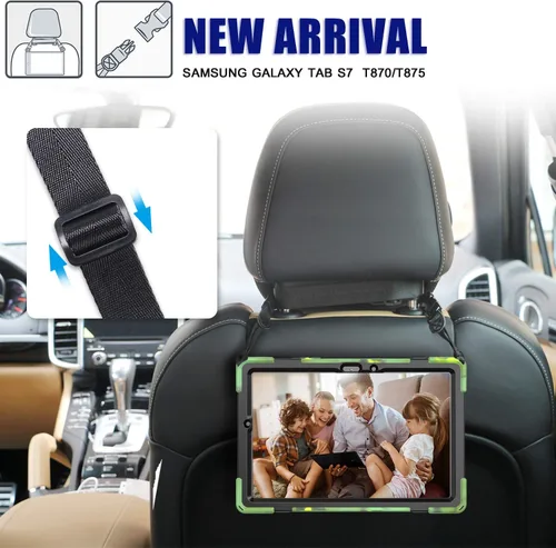 Vista 5 de IVY Funda con función atril de 360 grados compatible con Samsung Galaxy Tab A 9.7 2015 (SM-T550) con correa para la muñeca y correa para el hombro