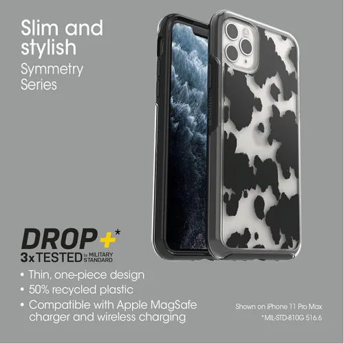 Vista 4 de OtterBox Funda para iPhone 11 Pro Max y iPhone Xs Max Symmetry Series - Estampado de vaca, ultra suave, compatible con carga inalámbrica, bordes