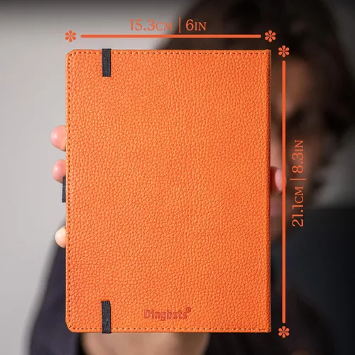 Vista 6 de Dingbats* Cuaderno de escritura con líneas de vida silvestre A5 - Tapa dura de cuero vegano - Ideal para trabajo, viajes - Incluye bolsillo, cierre