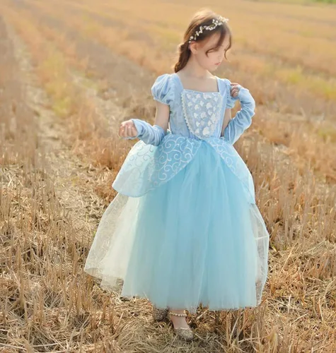 Vista 5 de Girls Princess Dress Fancy Costume Role Play Ball Gown Halloween Party Dress up