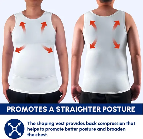 Vista 3 de Aptoco Camisas de compresión para hombre, chaleco para hombre de ginecomastia