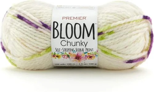 Vista 2 de Premier Yarns Bloom - Hilo grueso, hilo con patrón automático para ganchillo y tejer, Hydrangea, 3.5 oz, 109 yardas
