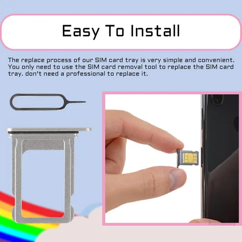 Vista 5 de Para iPhone 13 Plata SIM Ranura Reemplazo Solo SIM Versión Tarjeta Bandeja Soporte Adaptador con Anillo de Goma Impermeable Herramienta