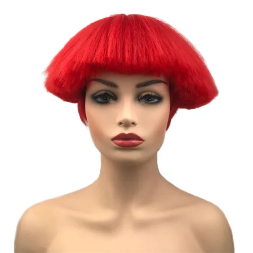 Vista 11 de Aimole Pelucas sintéticas rectas cortas Yaki blanco hongo cabeza peluca Bowl corte de pelo pelucas Bob (1001 blanco)