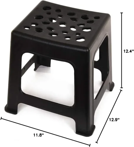 Vista 2 de Mintra Home - Taburetes de plástico ligeros, paquete de 2 (12.5 pulgadas de altura, negro)
