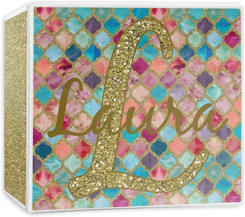 Vista 5 de Carpeta personalizada con 3 anillas de acuarela marroquí con purpurina - 2 pulgadas