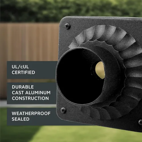 Vista 3 de Designers Fountain Base de luz de poste para exteriores, montaje de muelle de 5.75 pulgadas para terraza, porche y patio, aluminio fundido, negro