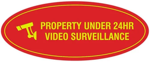 Vista 13 de Cartel de vigilancia oval PROPERTY UNDER 24HR - Negro - Pequeño (1 paquete)