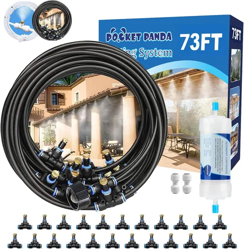 Vista 10 de Misters para exteriores para refrigeración de patio, rociador de agua exterior con filtro, 40 pies 39.4 ft. Manguera de nebulización de patio