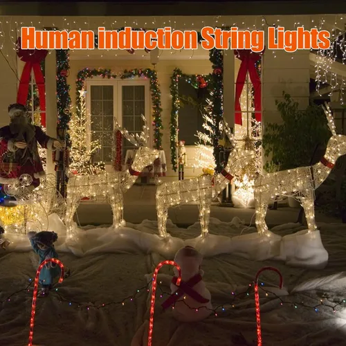 Vista 6 de Luces de Cuerda de Navidad con Sensor de Movimiento Musical que Cambian de Color, 110 Pies, 400 LED, Blanco Cálido Multicolor, Luces de Árbol
