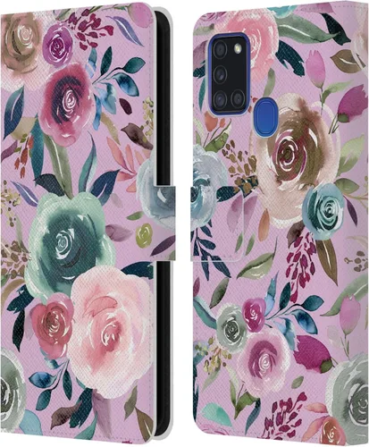 Vista 278 de Head Case Designs Officially Licensed Ninola Abstract Poppies Lilac Floral Leather Wallet Case Compatible with Samsung Galaxy A07 4G