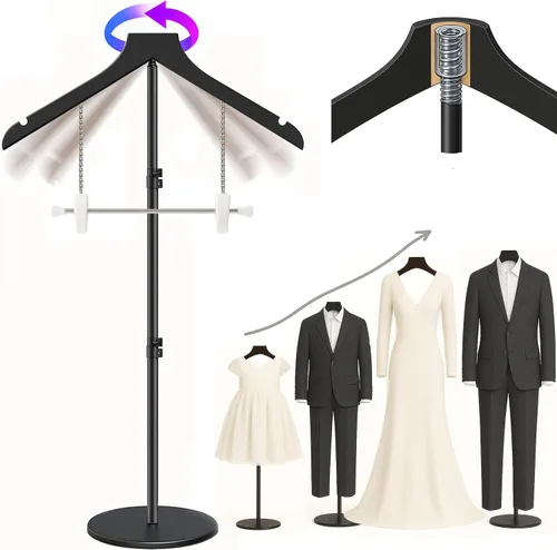 Vista 7 de Soporte para camisetas (negro, 44.5 pulgadas con soporte para sombreros, 1 unidad)
