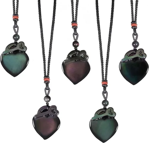 Vista 4 de Yatming - Colgante de piedra de obsidiana hecha a mano para hombres y mujeres, colgante de cristal curativo de amuleto talismán