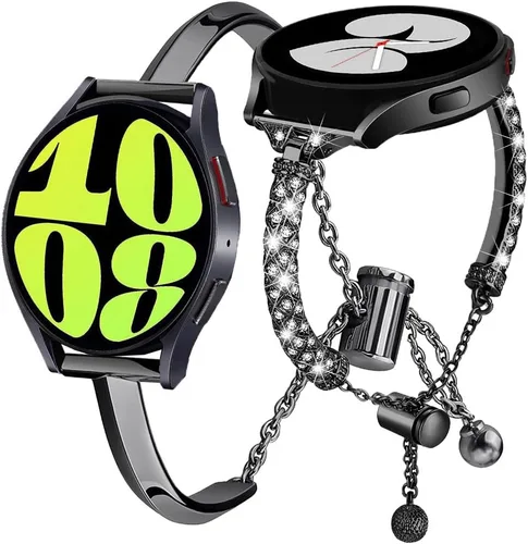 Vista 13 de DEALELE Bandas compatibles con Samsung Galaxy Watch 6/6 Classic / 5/5 Pro / 4/4 Classic / 3 1.614 in / Active 2, pulsera de repuesto de metal con 1#