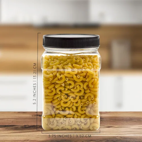 Vista 6 de Cornucopia Brands Tarros cuadrados de plástico de 32 onzas (paquete de 4, cuarto de galón); recipientes rectangulares transparentes de 4 tazas