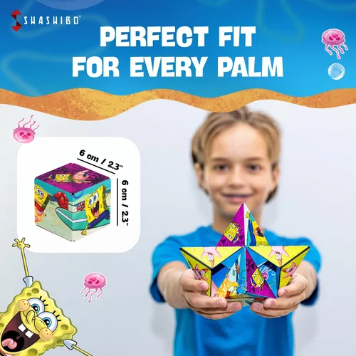 Vista 5 de SHASHIBO Caja de cambio de forma de Bob Esponja, cubo magnético STEM que se transforma en más de 100 formas, descarga la aplicación móvil Fun in