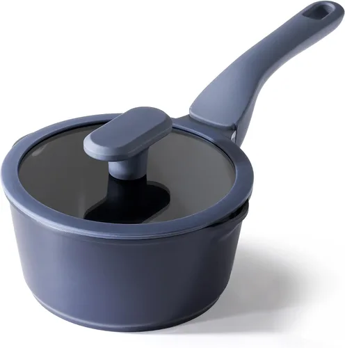 Vista 24 de PRICUSIS Cacerola antiadherente de cerámica con tapa, olla no tóxica de 1.3 cuartos de galón con boquillas de vertido, totalmente revestida, 100%