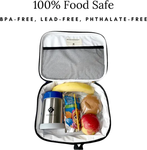 Vista 3 de Lonchera infantil estilo robótica, para niñas, adolescentes, mujeres, bolsa de almuerzo aislada, compartimentos de lados suaves, espaciosos, sin