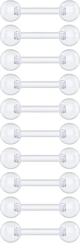 Vista 15 de Anillos de plástico para pezón – Anillos de lengua transparentes – Piercing hipoalergénico recto Bioflex