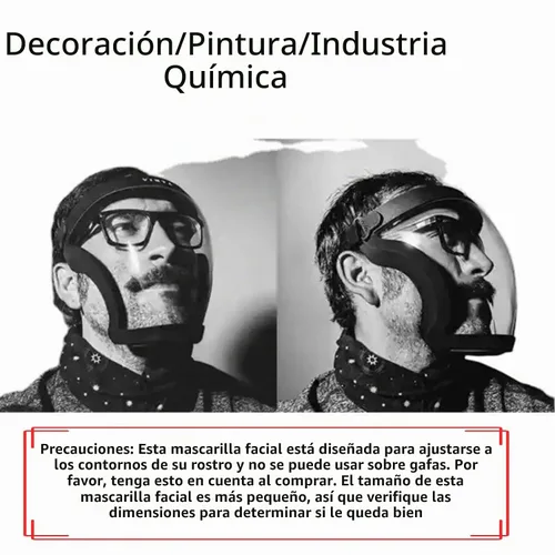 Vista 5 de Protector facial completo antivaho para moler y cortar, máscara de seguridad reutilizable con diadema ajustable, visera transparente de visión