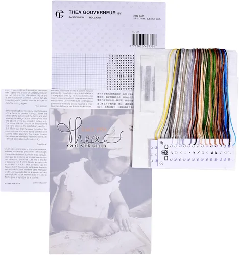 Vista 3 de Thea Gouverneur - Kit de punto de cruz para golf - Aida - 18 unidades - Kit de bordado para adultos - Hilos de bordado DMC y otros suministros