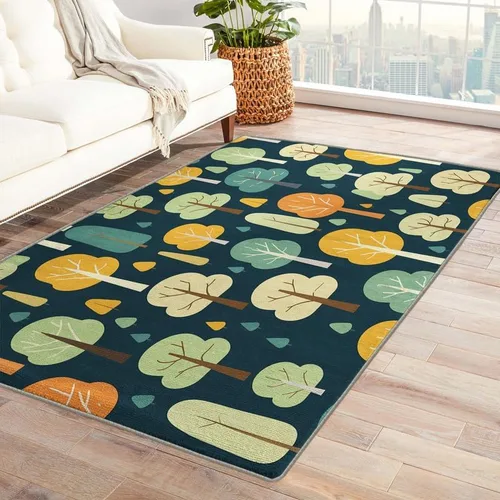 Vista 8 de Alfombras de bosque para entrada, dormitorio, sala de estar, alfombra de bosque de 2 x 3, lavable, antideslizante, suave, alfombra de pelo bajo