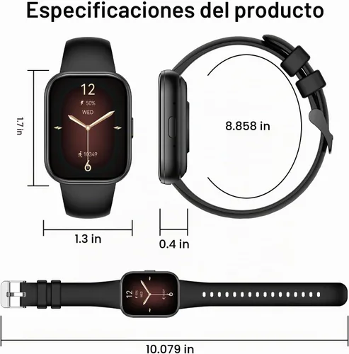 Vista 7 de Smart Watch with Call/Dial, Bluetooth Call, 1.75" HD Fitness Tracker, Black