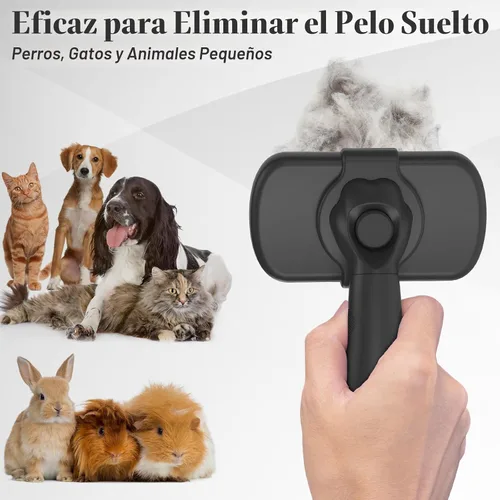 Vista 6 de Swihauk Cepillo Deslizante de Autolimpieza para Perros y Gatos - Cepillo de Desenredado y Aseo Amigable con la Piel para Mascotas con Pelo, Negro