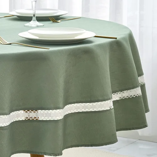 Vista 42 de EHouseHome Mantel de tela resistente con encaje blanco, impermeable, sin arrugas, resistente a las manchas, a prueba de aceite, para comedor