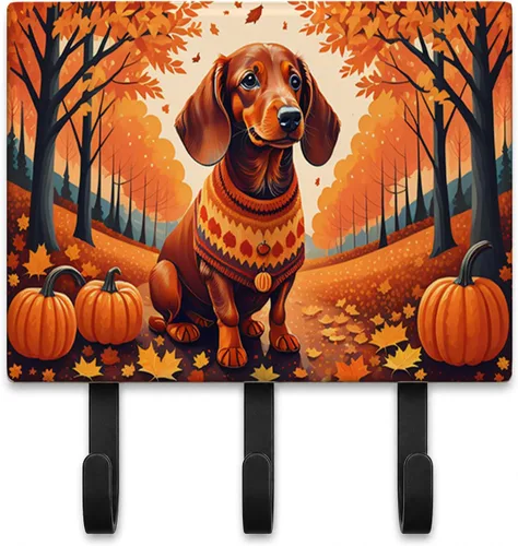 Vista 66 de Affenpinscher - Correa de otoño o llavero Affenpinscher Fall artwork on ceramic tile with three steel hooks for keys, leashes, towels