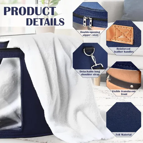 Vista 3 de Suzile Paquete de 4 Cajas Grandes Redondas Plegables para Sombreros de Mujer, Almacenaje con Capacidad para 6-10 Sombreros, Caja para Sombreros