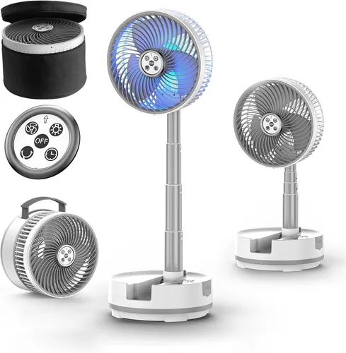 Vista 9 de Socool Ventilador Portátil de 20000mAh de 8 Pulgadas Operado por Batería, Ventilador Oscilante con Carga, Control Remoto con Luz LED, 112 Horas