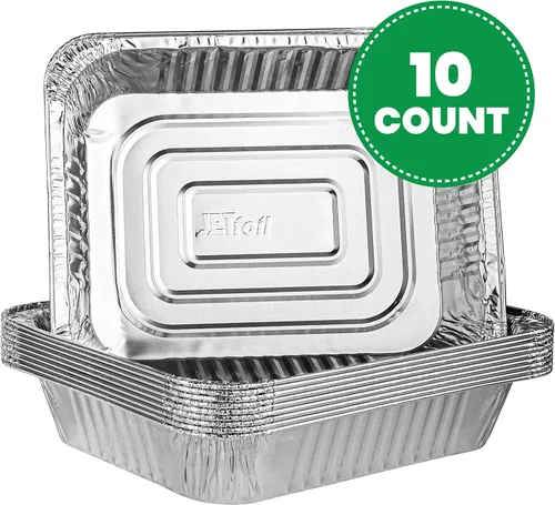 Vista 2 de PLASTICPRO Bandejas desechables de papel de aluminio 9 x 13, tamaño medio profundo, para hornear - Utensilios de cocina perfectos para hornear