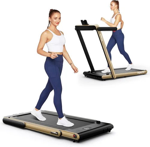 Vista 9 de GYMAX Almohadilla para caminar, 2 en 1, instalación gratuita debajo del escritorio, con monitor LED, aplicación inteligente/control remoto y altavoz