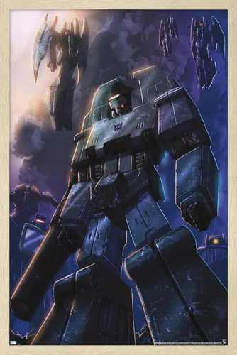 Vista 7 de Trends International Hasbro Transformers - Póster de pared Decepticons, 14.725 x 22.375 pulgadas, versión enmarcada de madera de granero