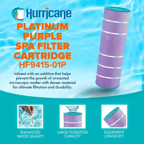 Vista 2 de Hurricane Filtros - HF9415-01P Cartucho de filtro de piscina morado platino - Reemplazo para Pleatco PAP150, Unicel C-9415, Filbur FC-0687, Pentair