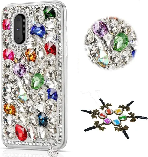 Vista 13 de Sparkle - Funda compatible con Samsung Galaxy A10e - Elegante funda 3D hecha a mano con diamantes de imitación de camelia - Negro