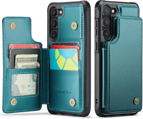 Vista 14 de Vinich - Funda tipo cartera para Samsung Galaxy S23 con tarjetero, color negro Ranuras de crédito con bloqueo RFID, soporte para teléfono a prueba